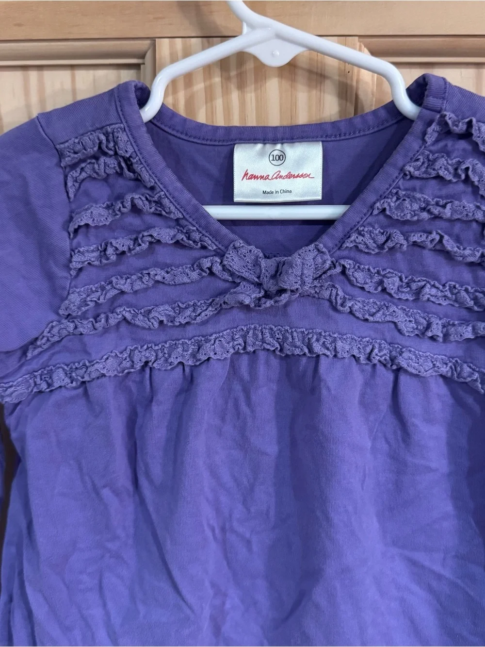 Hanna Andersson Violet Ruffle Bow Long Sleeve Tee size 100 4T